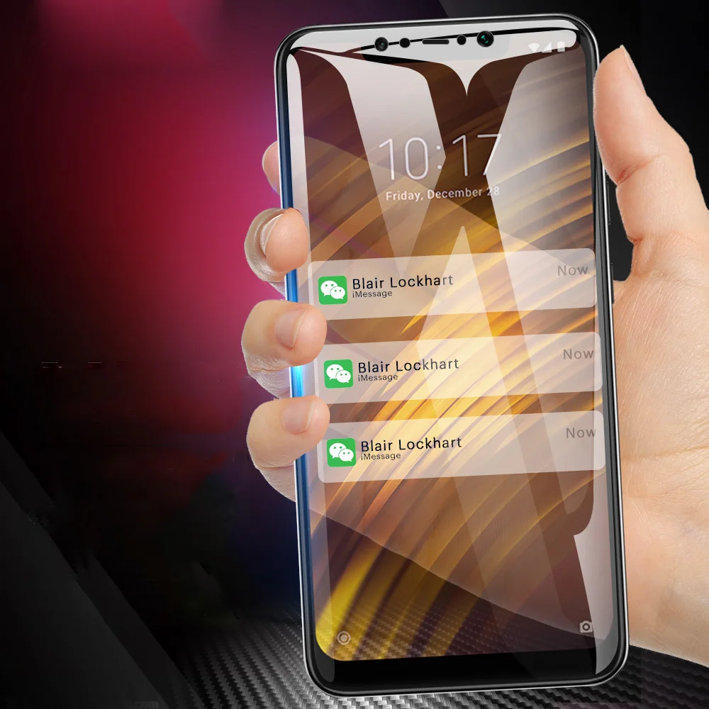 5D полное покрытие из закаленного стекла для Xiaomi Pocophone F1 Защитная пленка экрана Poco