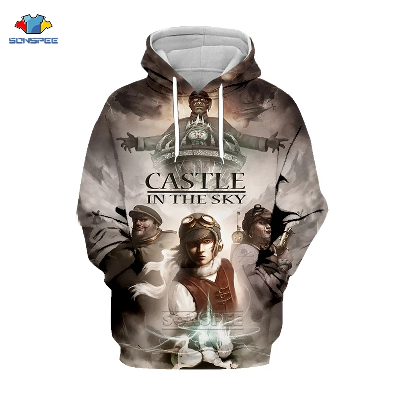 Новые толстовки SONSPEE в стиле Харадзюку мужские с 3D принтом японское аниме замок