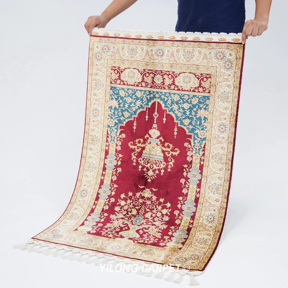 2 5 'x4' ручной персидский ковер Шелковый подлинный Красный кашмирский