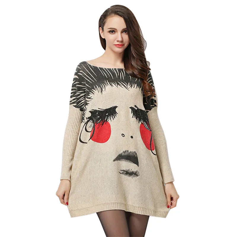 ZYFPGS 2019 мультфильм грустно выражение свитер для Для женщин пуловер модная