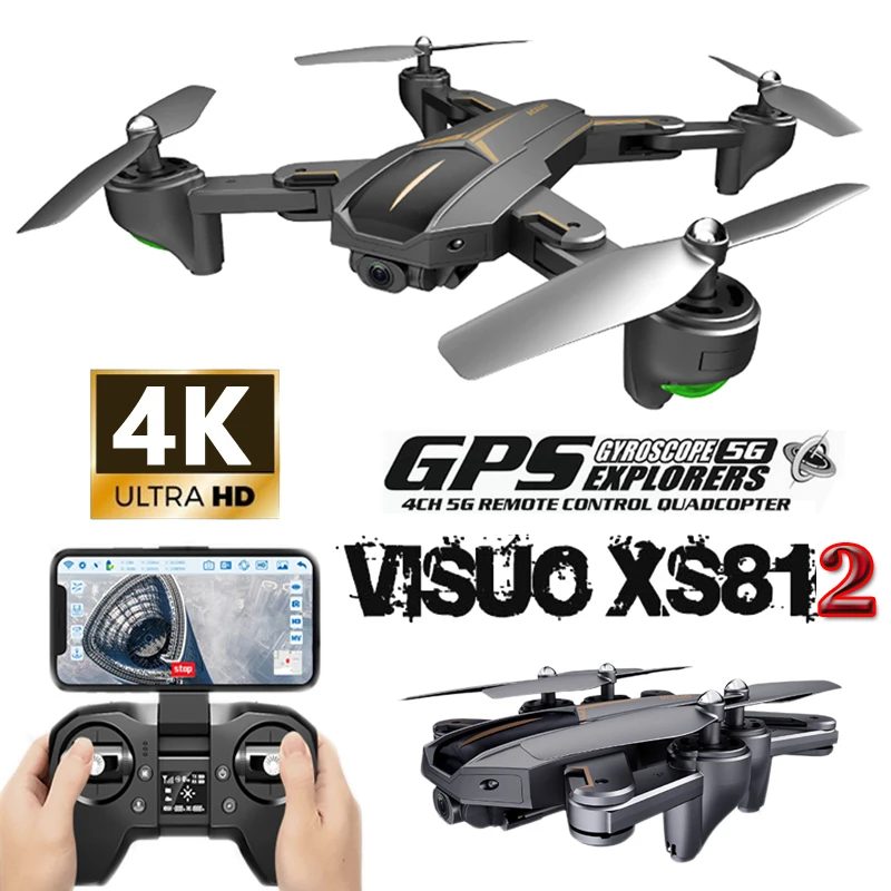 VISUO XS812 RC GPS Дроны с камерой HD 4 k 5G WIFI удержание высоты режим слежения Квадрокоптер