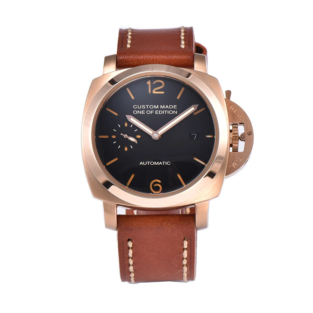 

Men's 42mm Automatic Mechanical Casual Fashion Leather Strap 316 Stainless Steel Case Waterproof Luminous Calendar Watch Men's 2