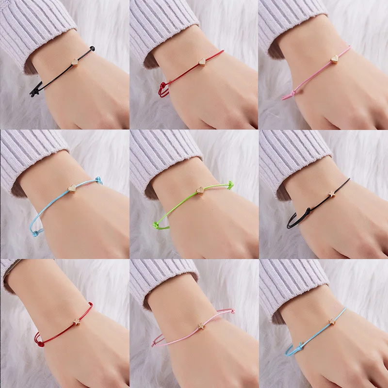 Простой крест Красная Нить браслет Регулируемая плетеная веревка Макраме