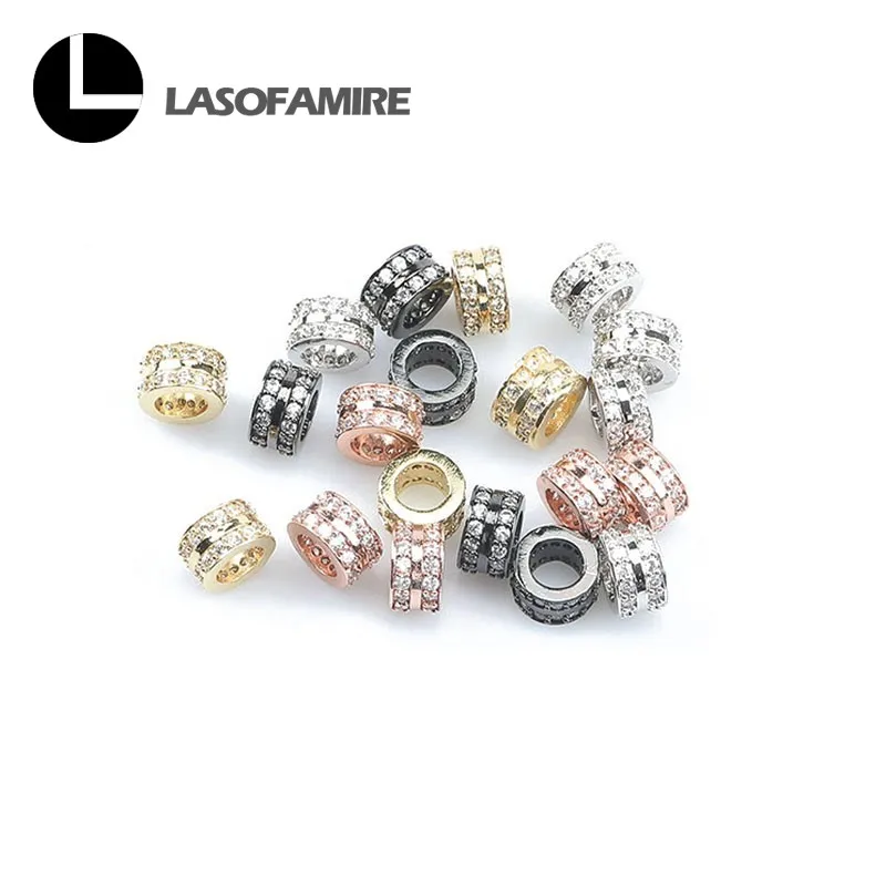 3 шт./лот черный белый цвет CZ бусины цилиндрической формы латунь микро проложить