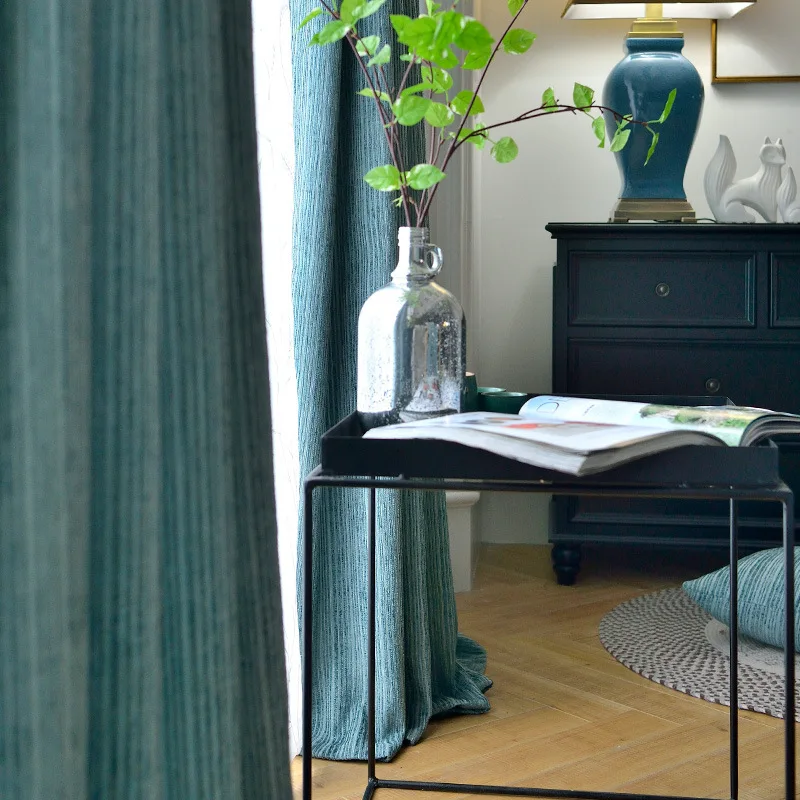 Простой современный балкон чистый цвет Синель полное затенение занавески ткань