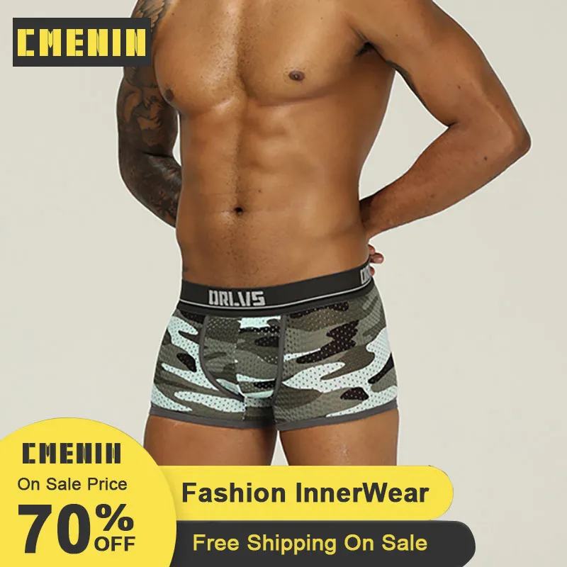 Сексуальные боксеры мужские трусы из хлопка с низкой талией мужское нижнее белье