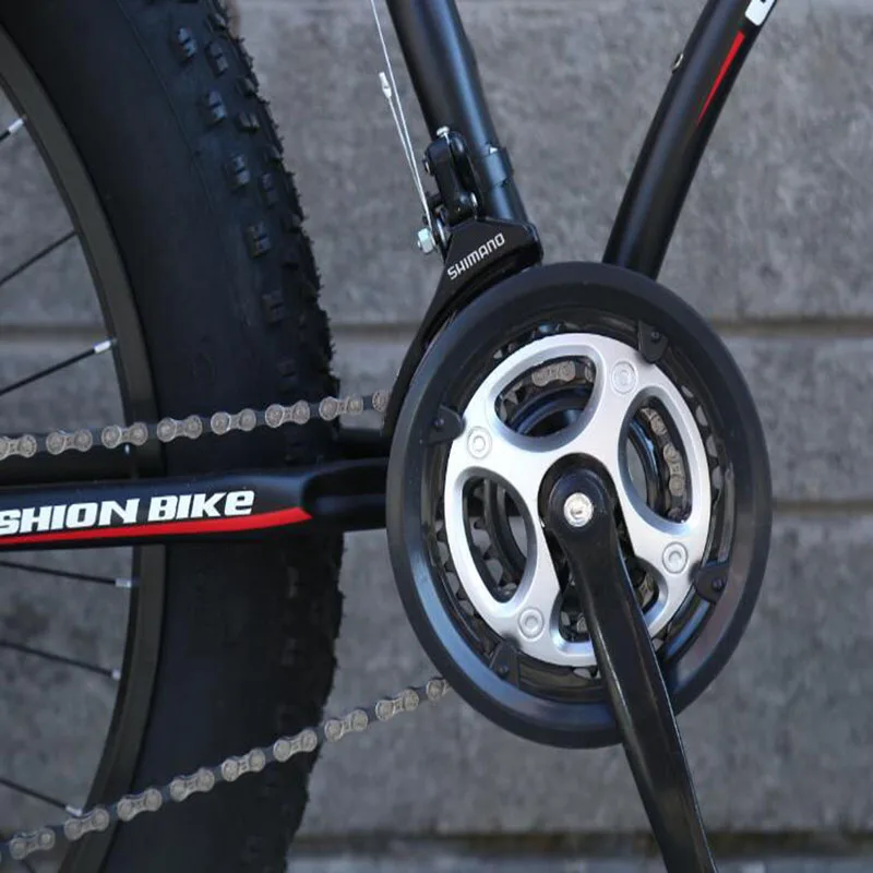 

Mountain Snow Bike Hollow Ring Double Disc Brake Wide Wheel 24 Inches 21 Speeds Spoke 4.0 Wide Tire