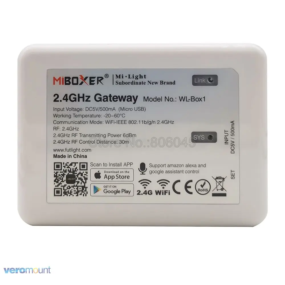 Miboxer WL-Box1 WiFi Беспроводное управление Лер приложение для смартфона/Alexa Google Assistant Голосовое управление для всех продуктов Milight 2,4G