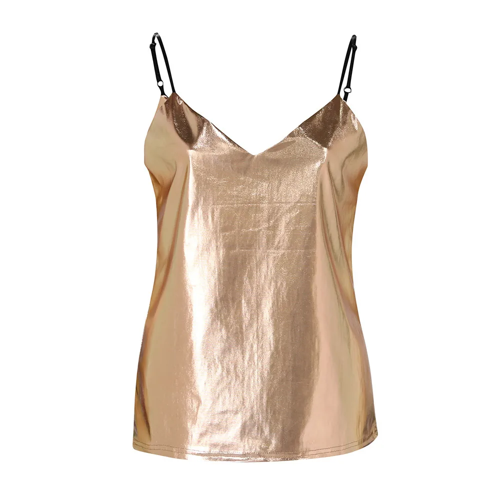 Женский Блестящий жидкий влажный вид жилет Топ камзол для Клубная блуза танки