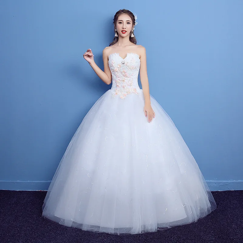Vestido De Noiva, новинка, простое свадебное платье с вырезом лодочкой, Цветочная вышивка, на заказ, большие размеры, на шнуровке, свадебное платье L - Цвет: H01 Off white
