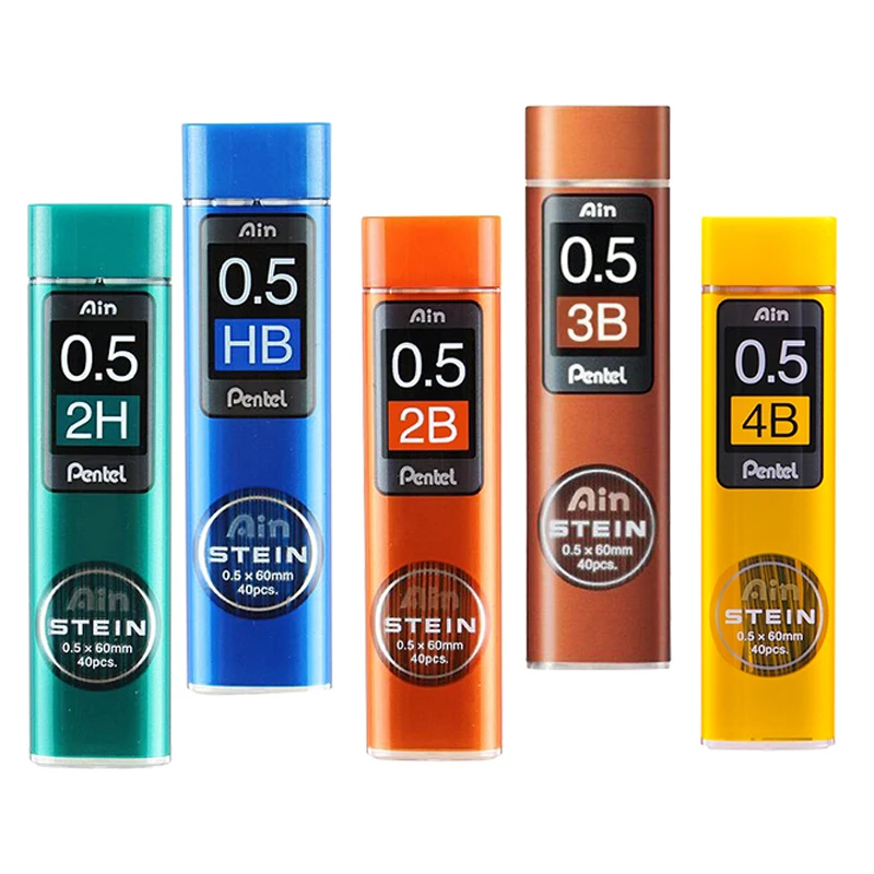 Pentel 4 трубки/лот Stein Enhanced Silica карандаш-0,5*60 мм-2 H, H, HB, B, 2B, 3B, 4B для механических карандашей письма