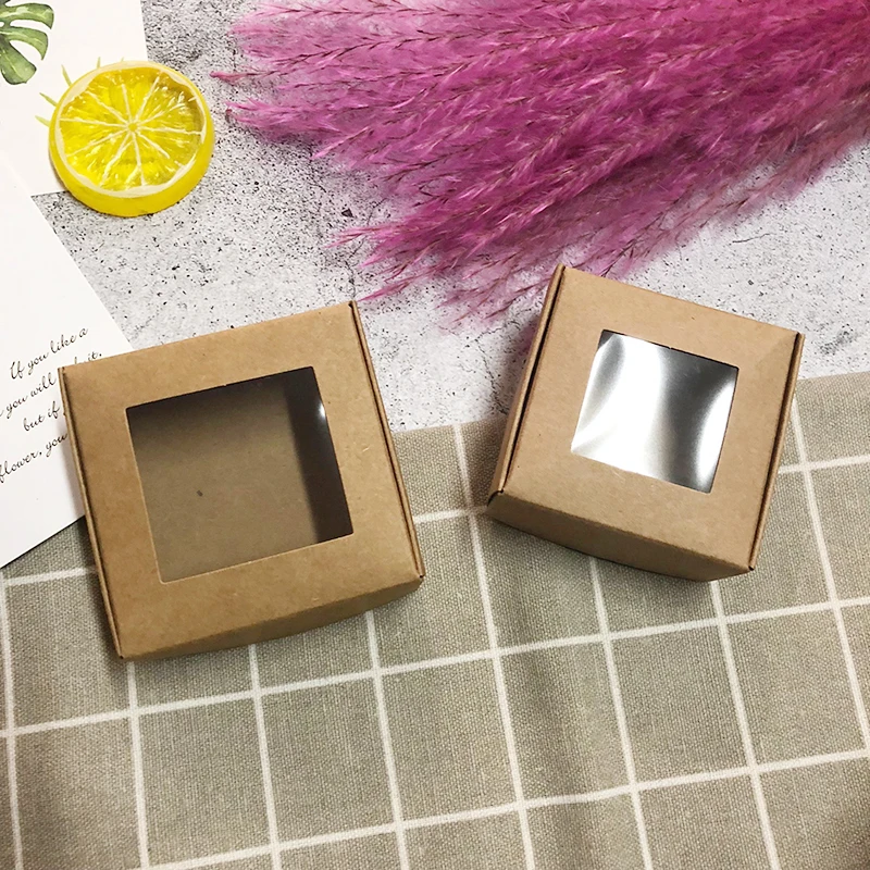 

50 шт крафт-бумажная коробка прозрачная ПВХ окно коробки для мыла ювелирные изделия подарочная упаковка коробка Свадебные Сувениры Коробка для конфет