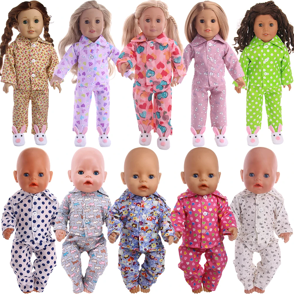 Handmade Doll Pajamas Clothes For American 18 Inch Girl 43 Cm Baby New Born Doll Items Accessories Nenuco Generation Toys