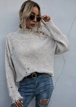 

Women Turtleneck Burrs Sweater Knitwear 2020 Fashion Ladies Casual Pullovers Tops