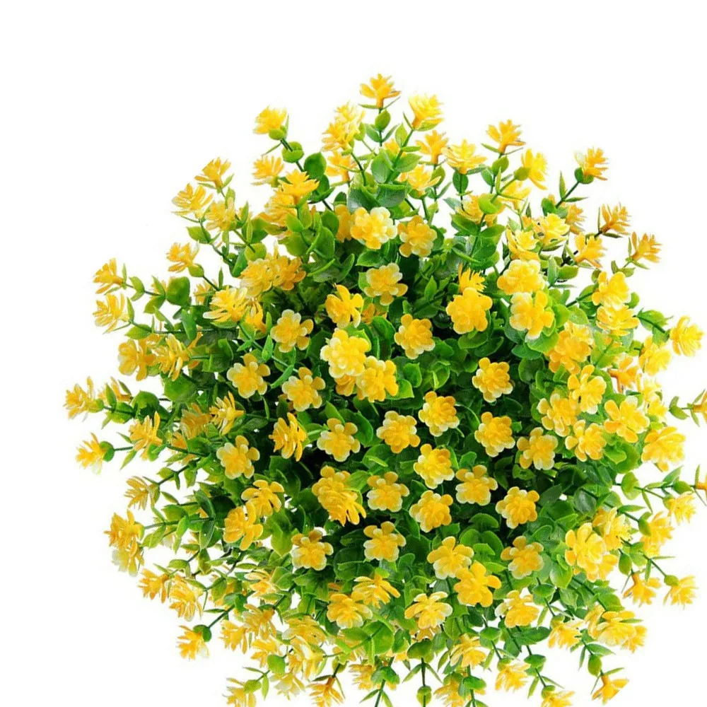 

6 Bundles Artificial Yellow Flowers Plastic Simulation Floral For Garden Outdoor Party Decoration Fake Flowers Home Decor