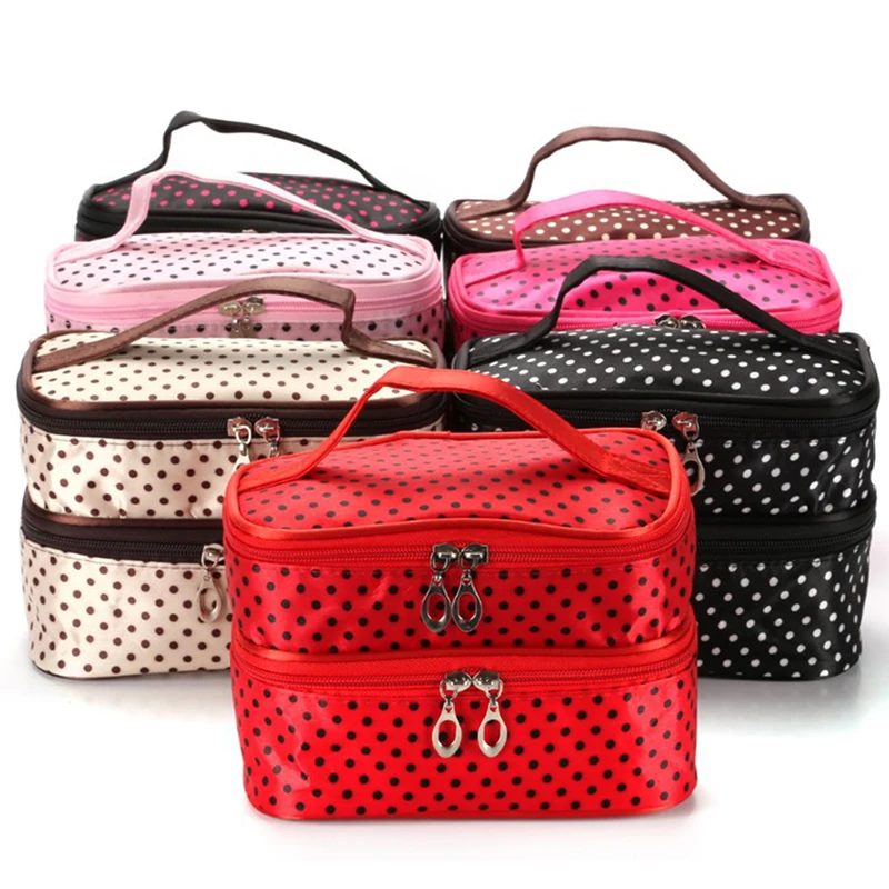 

Двухслойная визажиста сумка Для женщин Косметическая сумка-Органайзер Красота чехол набор туалетных принадлежностей, для путешествий, нес...