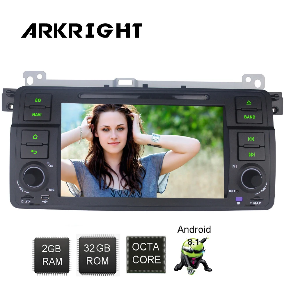 " 1 Din Авто Радио Стерео Android 8,1 Восьмиядерный 2+ 32 Гб Wifi/gps/Navi/Bluetooth/DSP Canbus камера заднего вида для BWM E46/M3 Автомобильный плеер