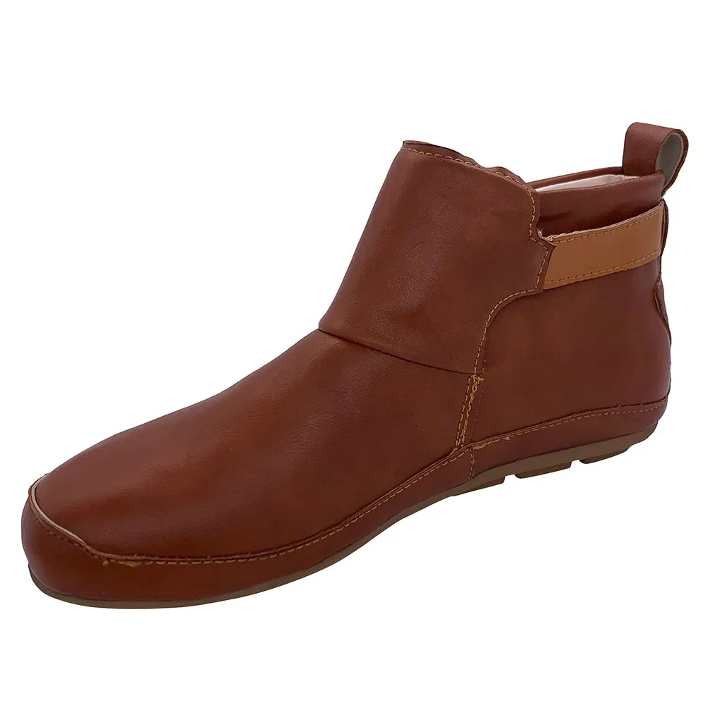 Женские ботинки винтажные Кожаные Мягкие Водонепроницаемые на плоской подошве