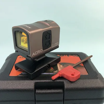 Tan with high mount Тактический P1 Red Dot Reflex Sight голографический прицел страйкбол охотничья оптика для пистолета RMR Sight - Цвет: Tan with high mount