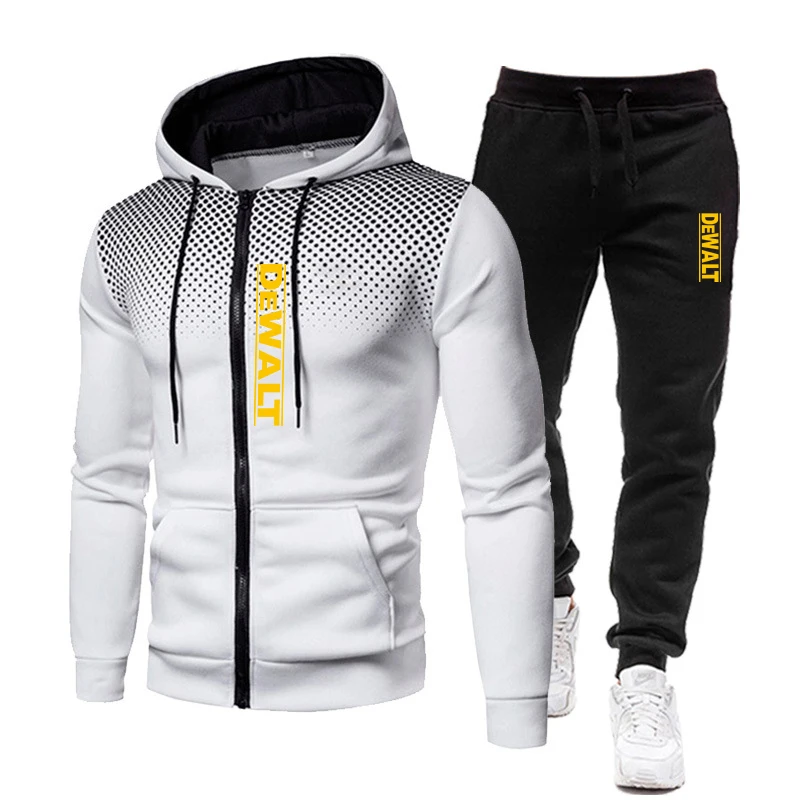 

New DeWalt zippered Hoodie winter pants 2-piece fashion Hoodie men's Sweatshirt sweatpants set men's jacket