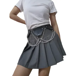 Ремень из искусственной кожи для мужчин и женщин, широкий модный пояс из ПУ кожи треугольной формы в стиле панкготика, с металлическими звеньями