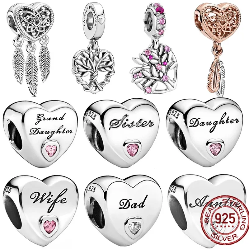 

Hot 925 Sterling Silver Heart Shape Charms Beads Fit Original Pandora Bracelet Silver Jewelry Making Gift 18 Types Available