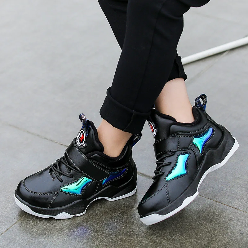 Детская зимняя обувь из натуральной кожи ботинки мартинсы для мальчиков школьные кроссовки модные зимние