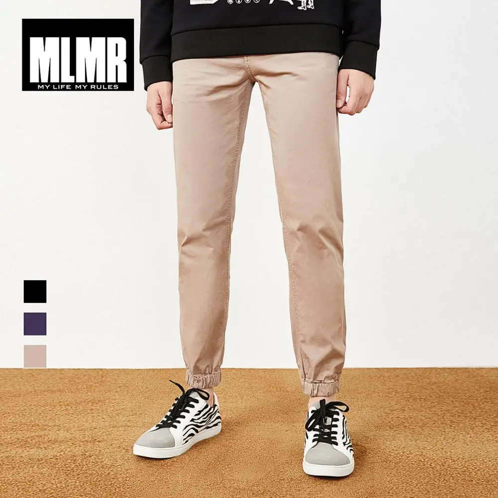 Мужские Стрейчевые хлопковые брюки MLMR для отдыха джоггеры с манжетами стиль