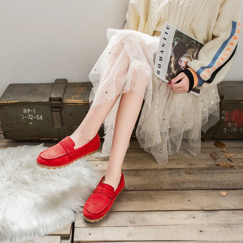 2021 Winter Flats Shoes Women Fashion Loafers Beef Tendon Soft Bottom Plus Velvet Cotton Shoes Low Cut Plus Size 43 Women Shoes
