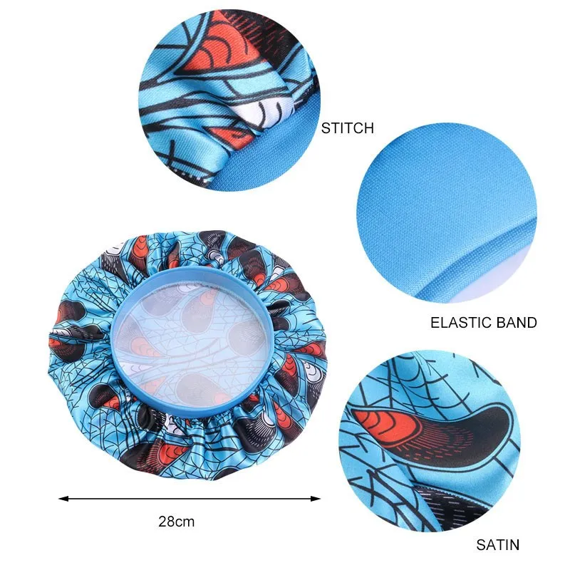 

Satin Night Sleep Hat Kids Girls Hair Care Bonnet Cover Wide Band Shower Caps Beanies Plain Hair Loss Hat