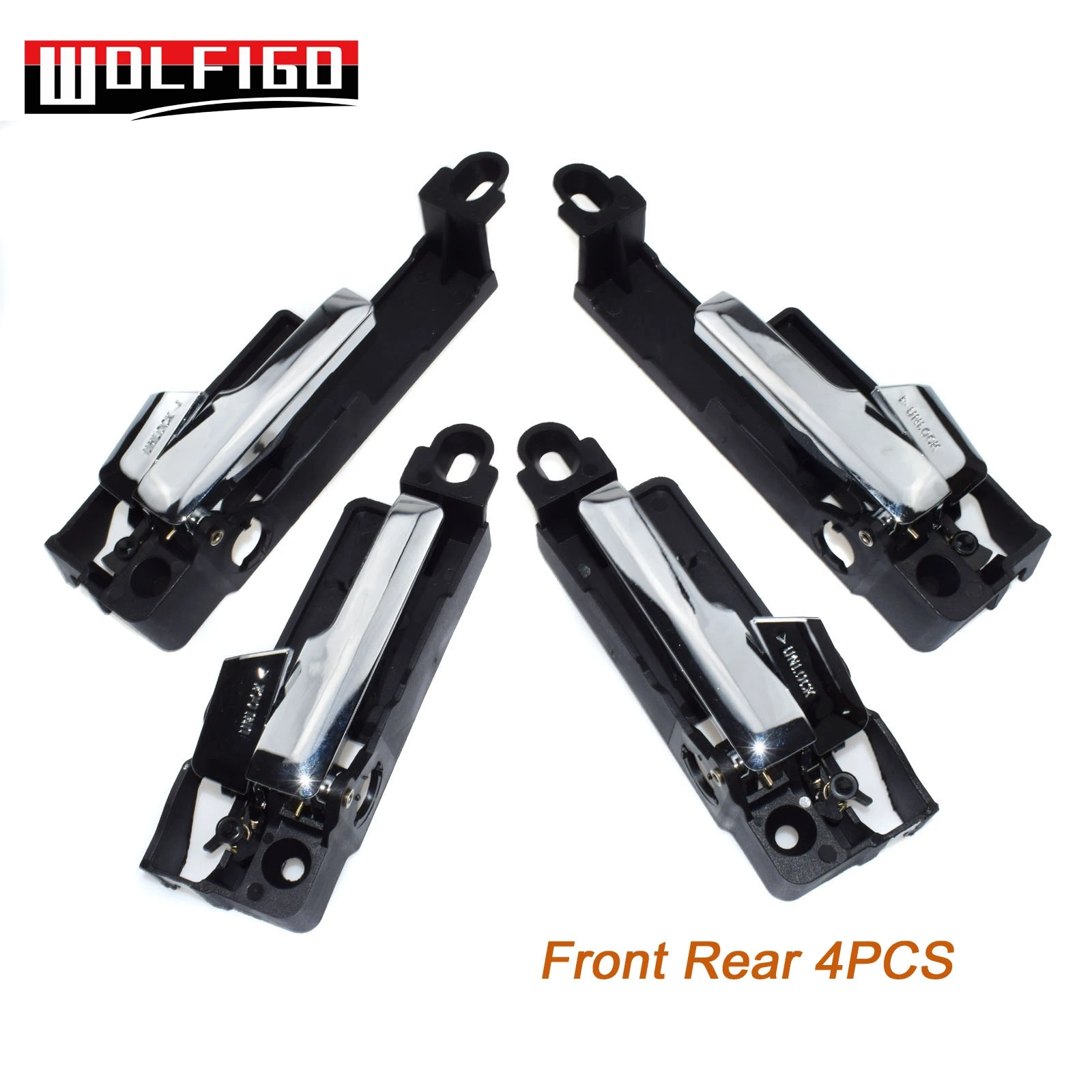 WOLFIGO Хромированная ручка межкомнатной двери для Ford Fusion Lincoln MKZ Mercury Milan 6E5Z5422600, 6E5Z5422601B, 6E5Z5422600A, 6E5Z-5422601 - Цвет: Front Rear 4PCS