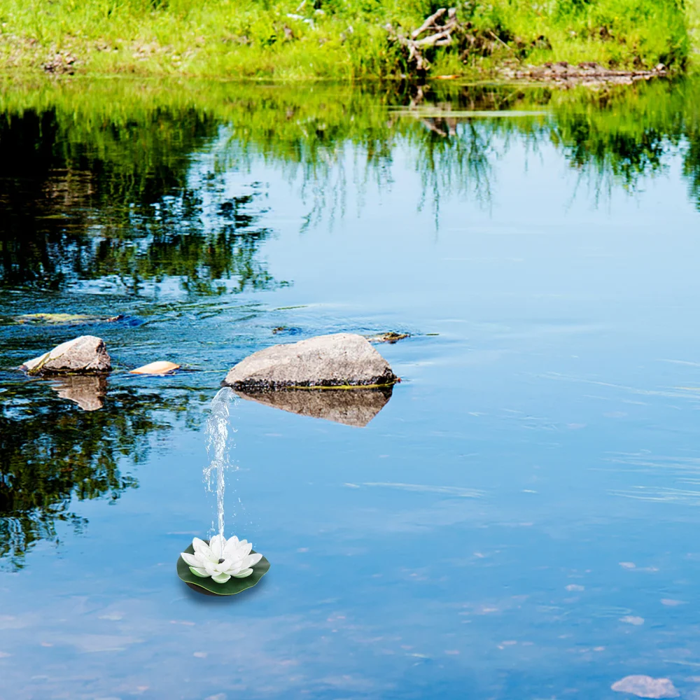 

1Pc Solar-powered Lotus Fountain Novel Fish Pond Fountain Garden Decor (White)