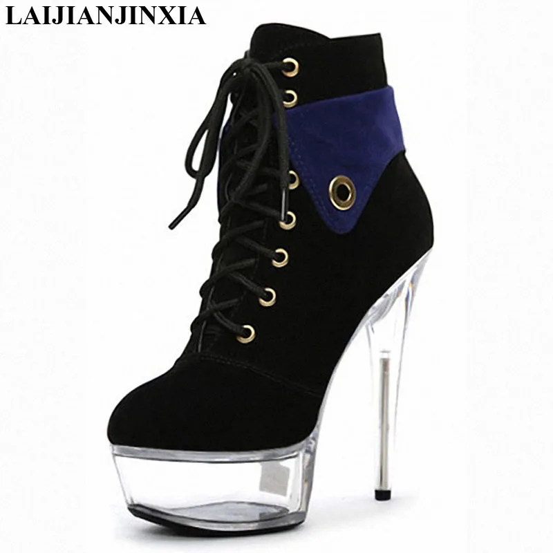 New nightclub high heels, super stiletto heels with leopard print boots, suede leather belt 15cm, sexy pole dancing shoes