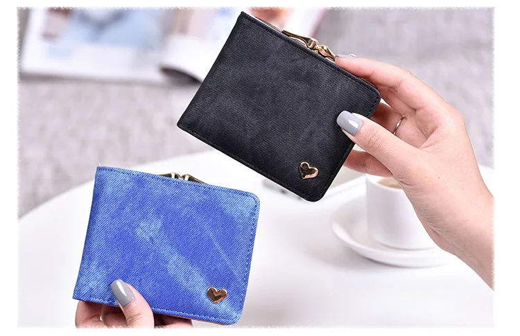 Women Small Clutch Wallet MultiFunction Change Purses Heart Decoration Big Capacity Wallets Cute Card Holder Money Bag