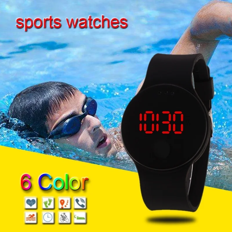 Часы наручные с силиконовым ремешком для мужчин и женщин цифровые