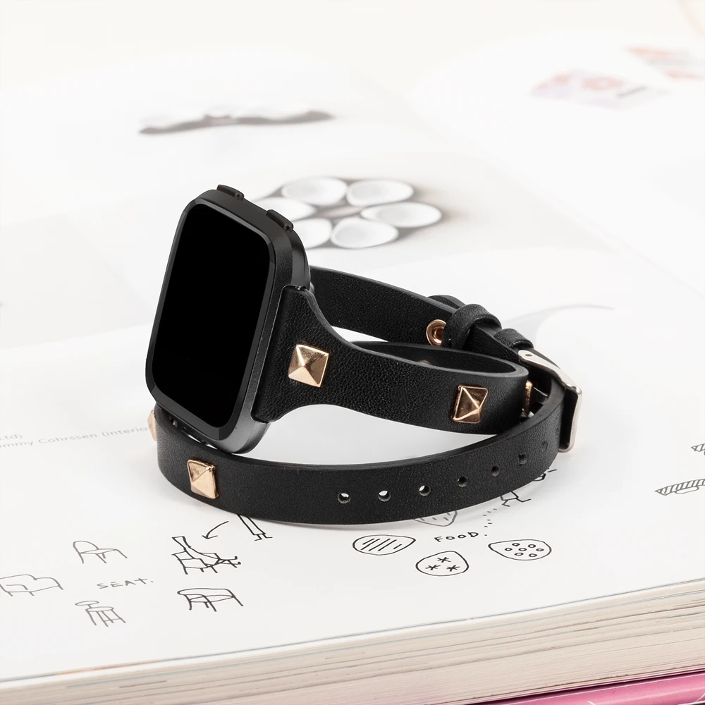 Wearlizer двойной ремешок для Fitbit Versa 2 ремень из мягкой натуральной кожи обертывания