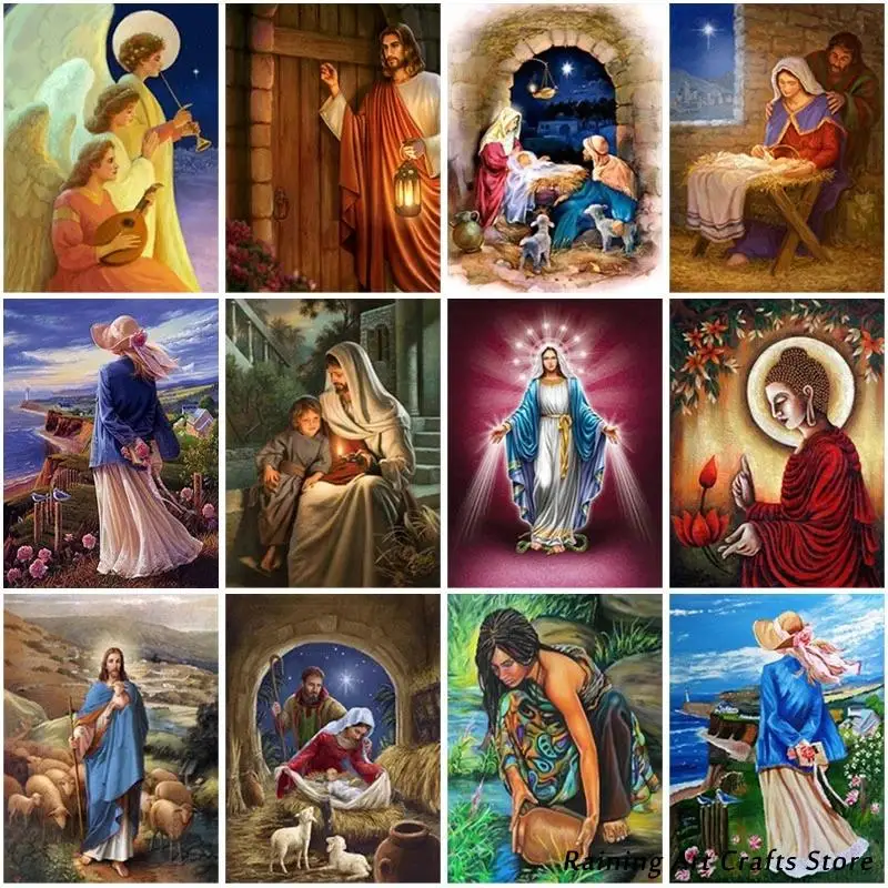 

5D Diy Diamond Painting Religious Embroidery Full Round Square Drill Cross Stitch Kit Vintage Mosaic Picture Handmade Home Decor