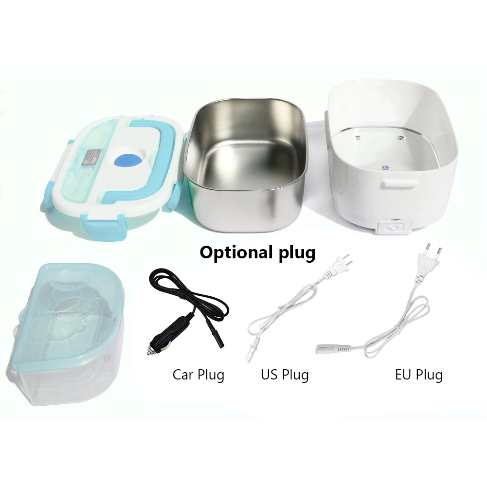

Portable Electric Travel Lunch Food Warmer Plastic/Stainless 220/110/12V Box Container Heating Container Car/Home Dual Use Liner