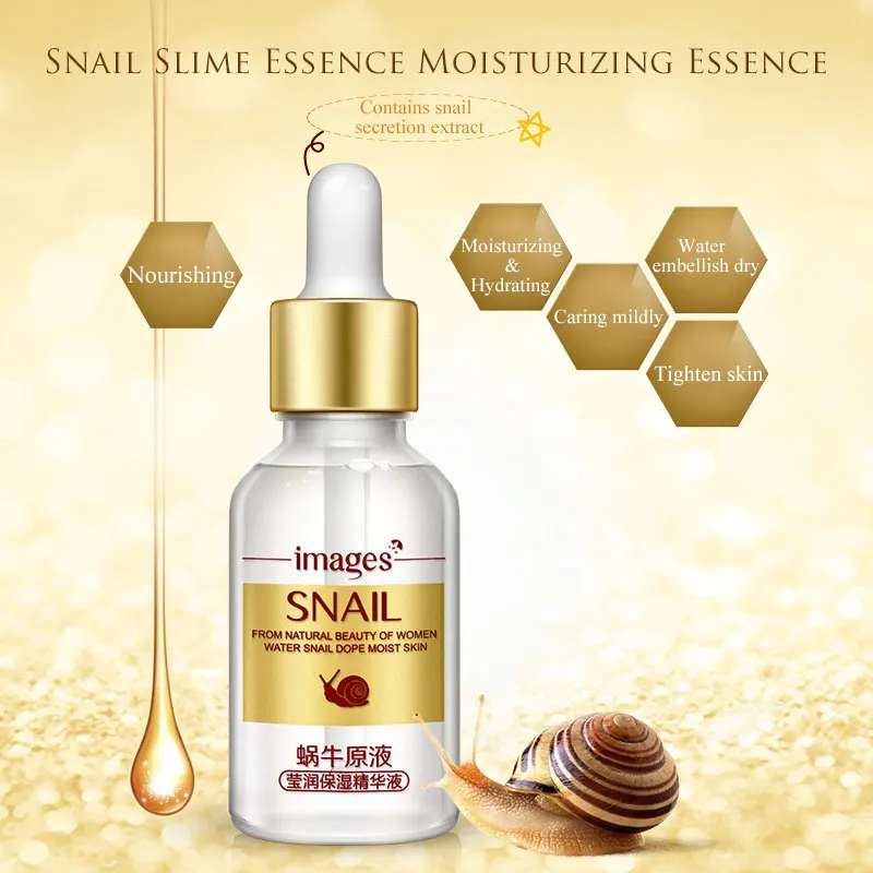 

Images Snail Serum Hyaluronic Acid Collagen Anti Wrinkle Anti Aging Whitening Skin Repair Facial Care Acne Treatment Liquid Face