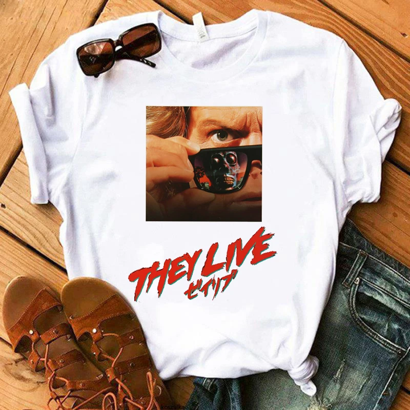 

New Fashion They Live T Shirt 1980's Film Movie Women Tee Shirt Tops Short Sleeve Funny T-shirts Graphic T Shirts