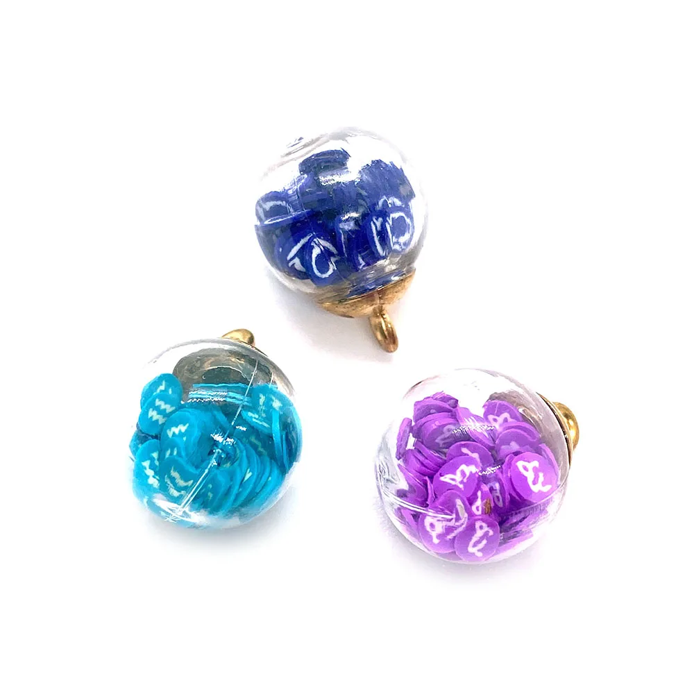 

10pcs/pack Glass Ball Pendant Stained Glass Jar Glass Bead Suede Ornaments DIY Jewelry Making Necklace Earrings Size 16mm
