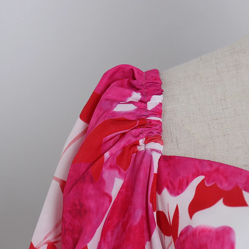 TWOTWINSTYLE винтажное женское платье с принтом квадратный воротник фонарь длинный