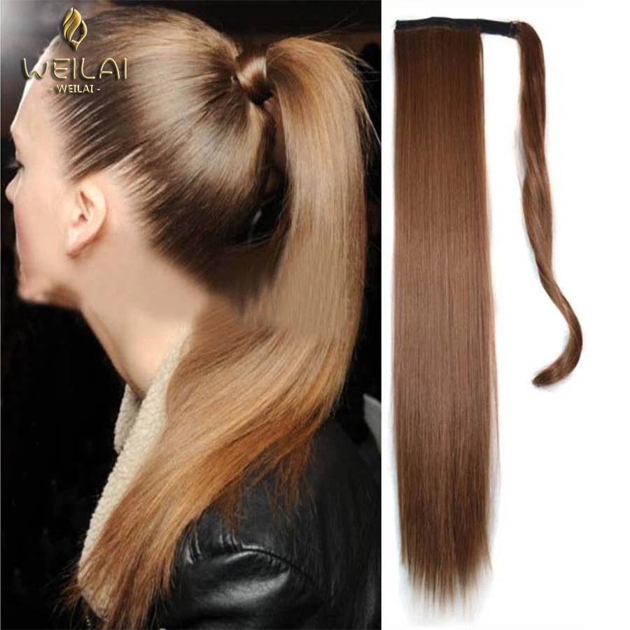 Женский прямой хвост WEILAI с крючком и петлей длинные прямые волосы натуральный