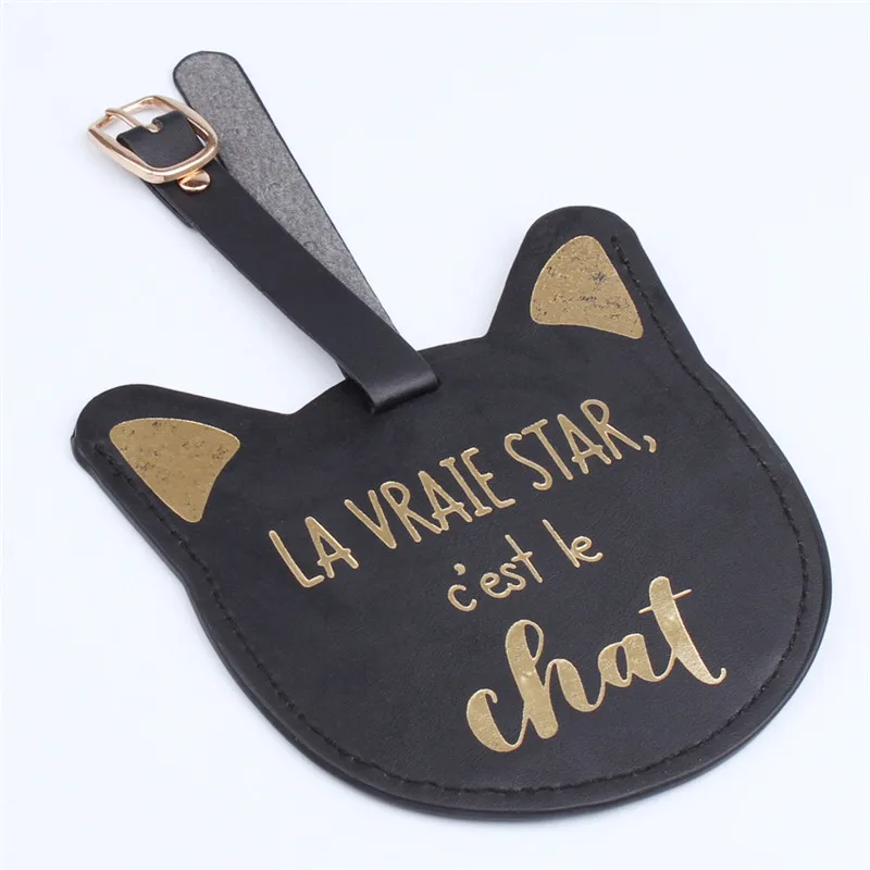 

1pc Lovely Animal Suitcase Leather Cat Luggage Tag Bag Pendant Name ID Address Holder VIP Invitation Label Travel Accessories
