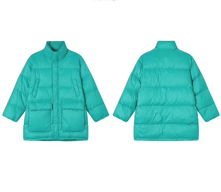 

Autumn Winter Women Jacket Pockets Stand Collar Puffer Parkas High-Quality Oversize Warm Long Coat Ladies chaquetas para mujer