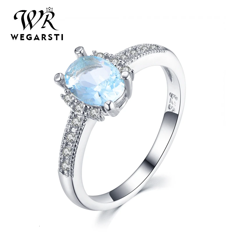 Кольцо из серебра 925 пробы с аквамарином|Кольца| |