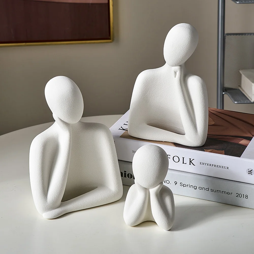 Estatua de cer&aacute;mica abstracta n&oacute;rdica para el hogar, decoraci&oacute;n moderna para sala de estar y oficina, decoraci&oacute;n minimalista-2