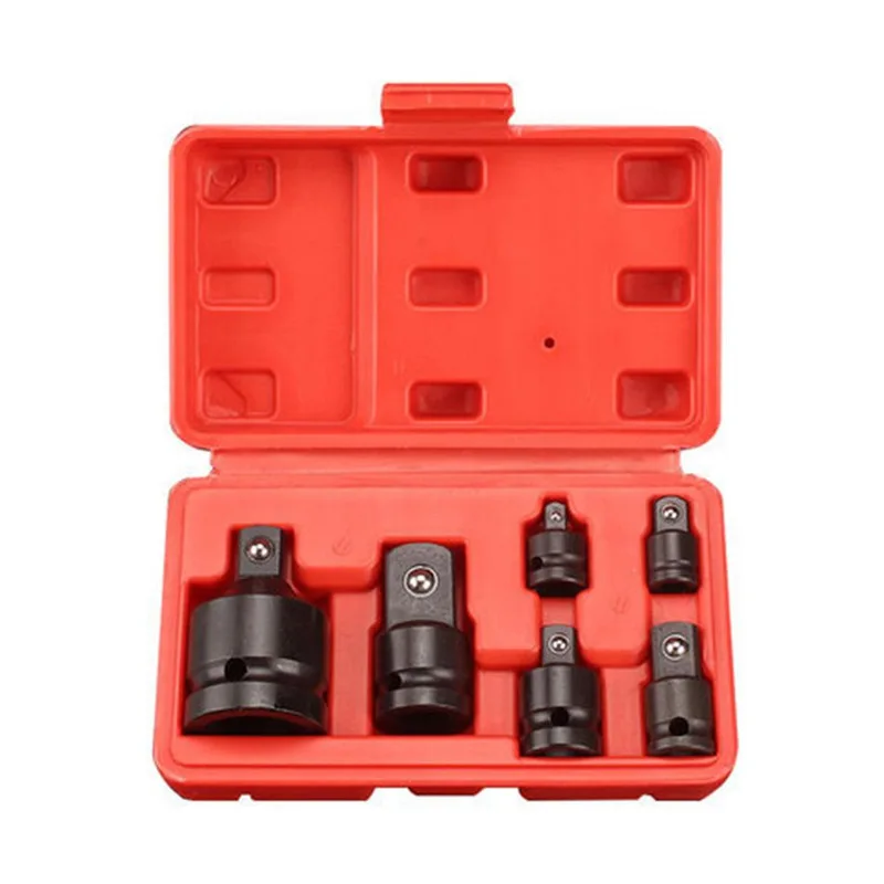 

6-Piece Female To Male Air Impact Adapter and Reducer Socket Set, Cr-Mo Steel, Ball Detent, Tapered Square End Hand Tools