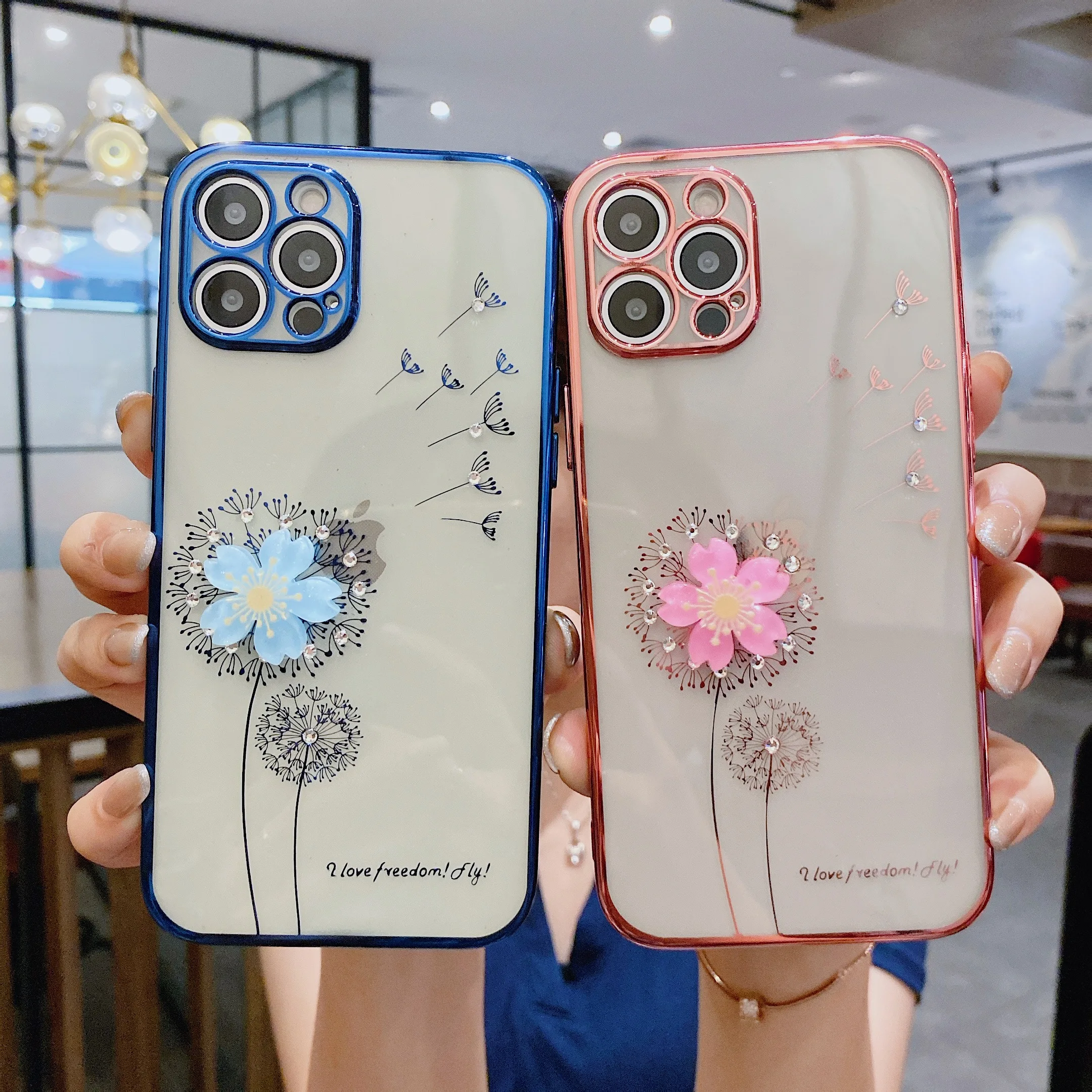 

JWMOVE Iphone12 transparent mobile phone case new 13 plated TPU diamond-encrusted soft case XSmax protective case XR