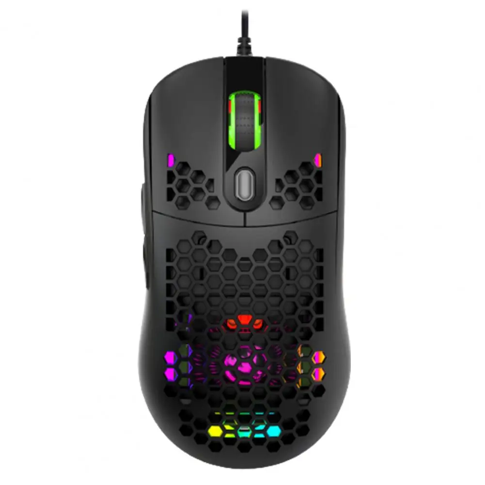 

HXSJ X600 Cooling Hole Mouse RGB Luminous Can Turn Off The Light 6-Key Macro Definition Office Hollow Wired Game Wired Mouse